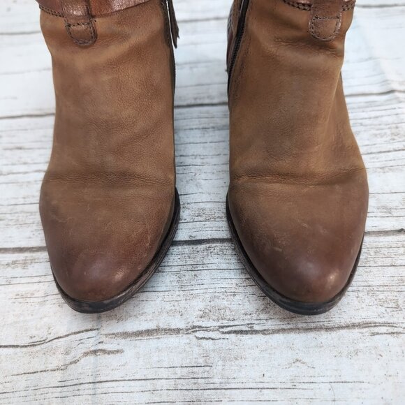 Arnold Churgin Brown Leather Buckle Ankle Booties Women Size 36 - Picture 2 of 8